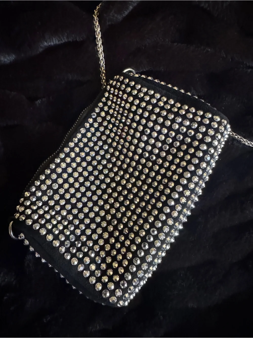 Olivia Miller Black Studded Crossbody Bag with Silver Chain